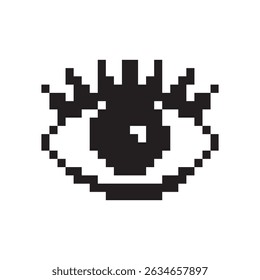 Pixel art ícone olho, 8 bits retro estilo olho humano, computação simples ver símbolo, visão mosaico pixelart design olho