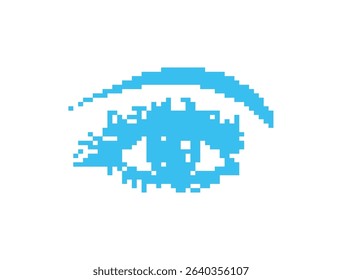 Pixel art eye icon, 8 bit retro style human eyeball, simple computing see symbol, vision mosaic pixelart eye design