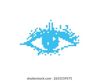 Pixel art ícone olho, 8 bits retro estilo olho humano, computação simples ver símbolo, visão mosaico pixelart design olho