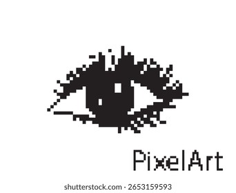 Pixel art ícone olho, 8 bits retro estilo olho humano, computação simples ver símbolo, visão mosaico pixelart design olho