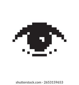 Pixel art ícone olho, 8 bits retro estilo olho humano, computação simples ver símbolo, visão mosaico pixelart design olho
