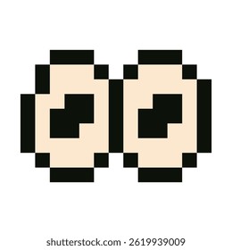 Pixel Art Eyes Emoji 8 Bit Style Vector Illustration