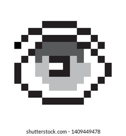Pixel art. Eyes symbol,logo.Lined, ruled eye black silhouette. Dotted pop art illustration. Fashion eye icon vector. Creative Vision Logotype concept. Pixel art eyes logo design vector template.