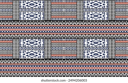 Pixel Art fabric Pattern ,Aztec ,black and orange and Navy blue ,designs backgrounds.