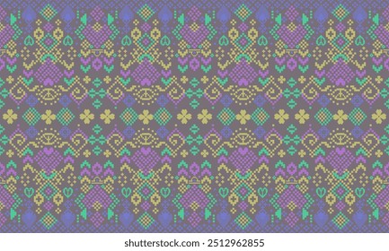 Pixel art fabric pattern, design for fabric , geometry seamless pattern
