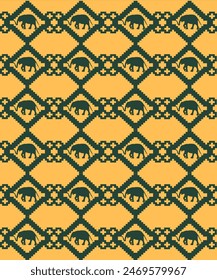 Pixel art fabric pattern inspired by The elephant pants From Thailand design