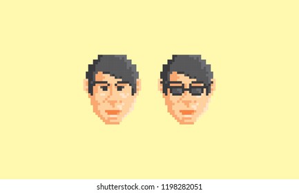 pixel art face man logo icon vector