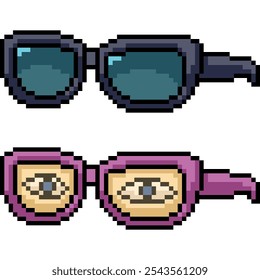 pixel art of fake eye glasses isolated background