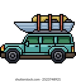pixel art of family picnic van isolated background