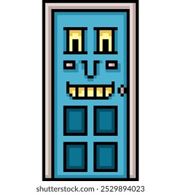 Pixel arte de la cara de la puerta de lujo aislado de fondo