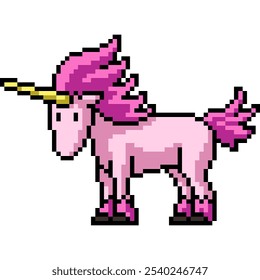 pixel art of fancy pink unicorn isolated background