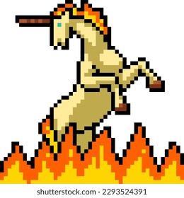 pixel art of fantasy fire unicorn