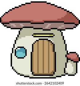 pixel art of fantasy jungle mushroom house isolated background