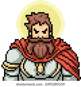 pixel art of fantasy paladin knight isolated background