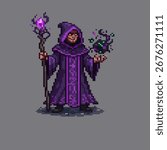 Pixel art fantasy rpg wizard