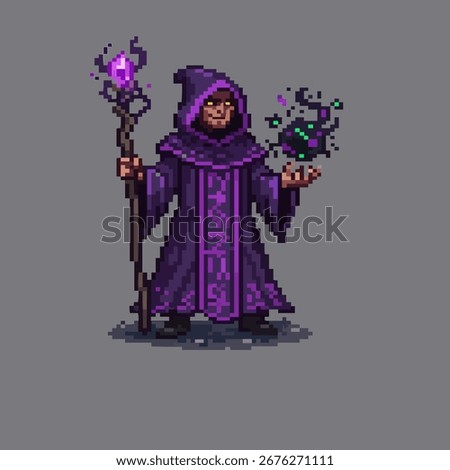 Pixel art fantasy rpg wizard