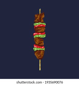 Pixel art fast food. Pixel kebab. Vector