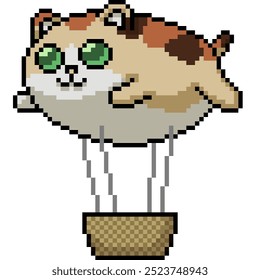 pixel art of fat cat balloon isolated background