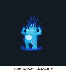 Pixel arte gordo personaje monstruo del fuego.