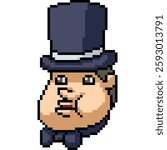 pixel art of fat gentleman top hat isolated background