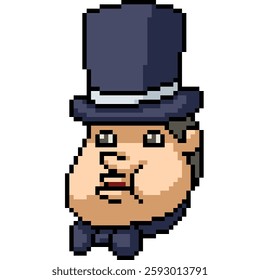 pixel art of fat gentleman top hat isolated background