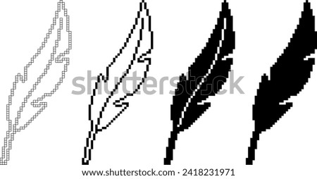 pixel art feather icon set