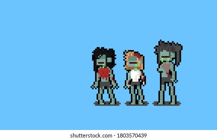 Pixel art female zombie characters.