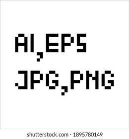 pixel art filename extension. Set of file pixel icons.