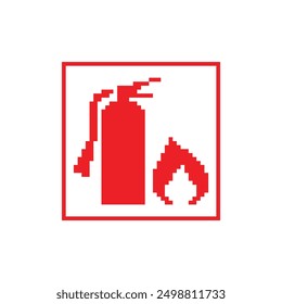 pixel art  fire extinguisher  vector game 8 bit icon vector game fire protect  logo