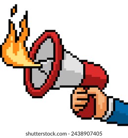 pixel arte de fuego megáfono arma aislada de fondo