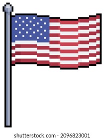 
Bandera de arte de píxeles del icono vectorial de Estados Unidos para juego de 8 bits en fondo blanco
