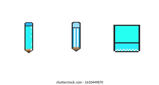 Pixel art flat icons set
