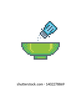 Pixel art flavoring icon. Kitchen utensils vector sign for web, mobile design and 8 bit games.