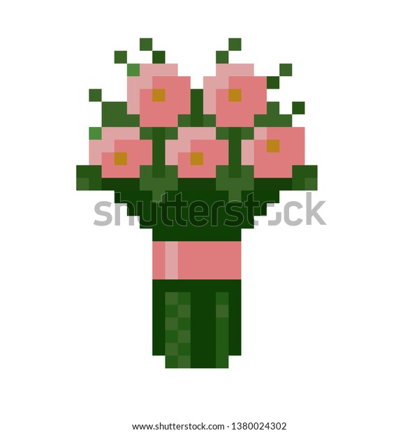 Pixel Art Flower Bouquet Stock Vector (Royalty Free) 1380024302 ...