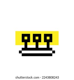 Ilustración vectorial minimalista de flores de arte de píxeles. Ochenta juegos de computadora de 8 bits. Diseño de juegos retro. Consolas de juego en cartuchos. Icono de estilo de píxeles. Ilustración mosaica aislada en fondo blanco.