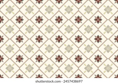 pixel art flower on white background wallpaper oriental seamless pattern.ornament. Ethnic .decor style.  geometric ornament. Vector seamless pattern.  blanket, rug. Woven carpet fabric