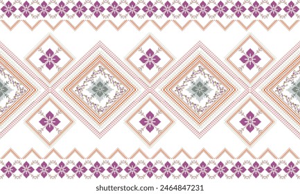 pixel art flower on white background wallpaper oriental seamless pattern.ornament. Ethnic .decor style.  geometric ornament. Vector seamless pattern.  blanket, rug. Woven carpet fabric
