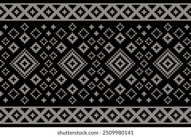 Pixel art flower on white background wallpaper oriental seamless pattern. Ornament. Ethnic. Decor style. Geometric ornament. Vector seamless pattern. Blanket, rug. Woven carpet fabric.