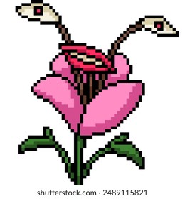 pixel art of flowereye mouth isolated background