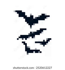 pixel art flying bats icon vector on white background