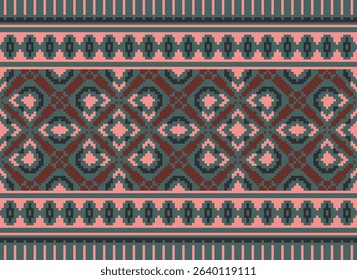 Pixel Art Folk Design Vector