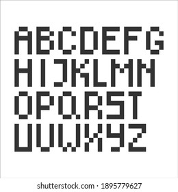Pixel art font. Alphabet in retro style. Vector illustration. 