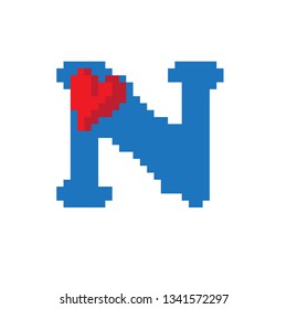 pixel art font N