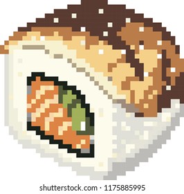 pixel art food 8-bit unagi roll sushi eel japanese kavaii