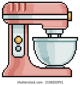 Pixel art food mixer vector icon for 8bit game on white background
