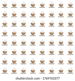 Pixel art food pattern. Vector pixel art. Seamless rice pixel art.