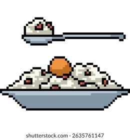 pixel art of food rice dish restaurant isolated background