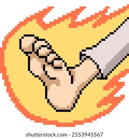 pixel art of foot kick karate isolated background