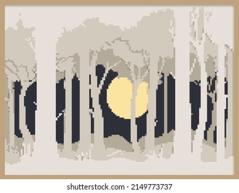 Arte de Pixel Fondo del bosque. Arte de píxeles de 8 bits. Fondo de Pixel, estilo de la vieja escuela. 