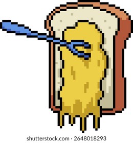 pixel art de fork pierce pão queijo isolado fundo